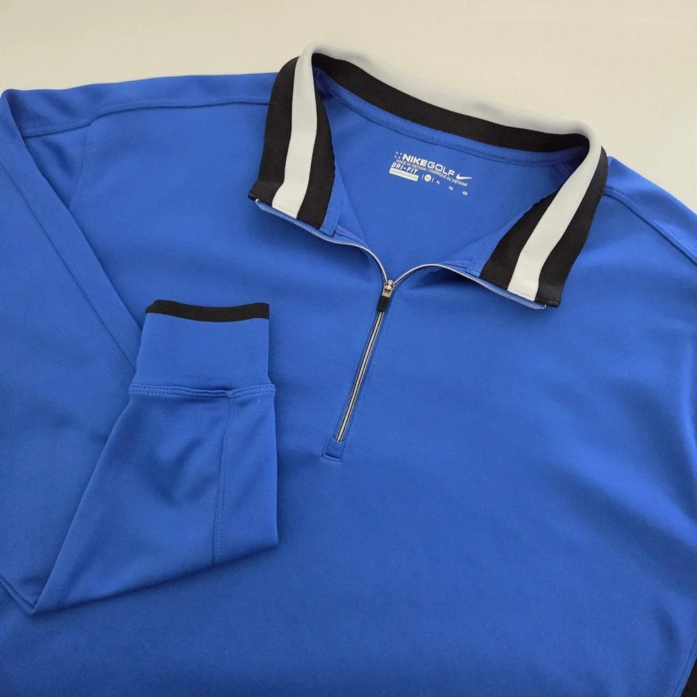 Nike Golf Pullover‎ Blue 1/4 Zip Dri-FIT Colorblock Mens XL